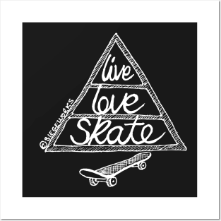 Live Love Skate (white) Posters and Art